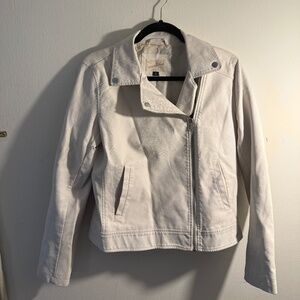 Universal Thread White Faux Leather Moto Jacket Medium